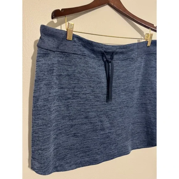 Athleta Blue Space Dye Heathered Athletic Skirt XL Drawstring Back Zip Pocket - Picture 2 of 7